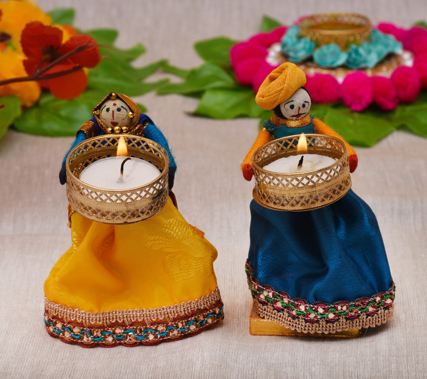 THE CLICK INDIA Tealight Candle Holder/Tealight Candle/Candle Holders for Home Decor, Diwali Gift, Candle Diya, Candle for Birthday, Diwali, Festival Decoration 3.5 Hour Burning Time Puppet Tealight Candle Pack of 2 (Multicolor) Candle(Multicolor, Pack of 2)