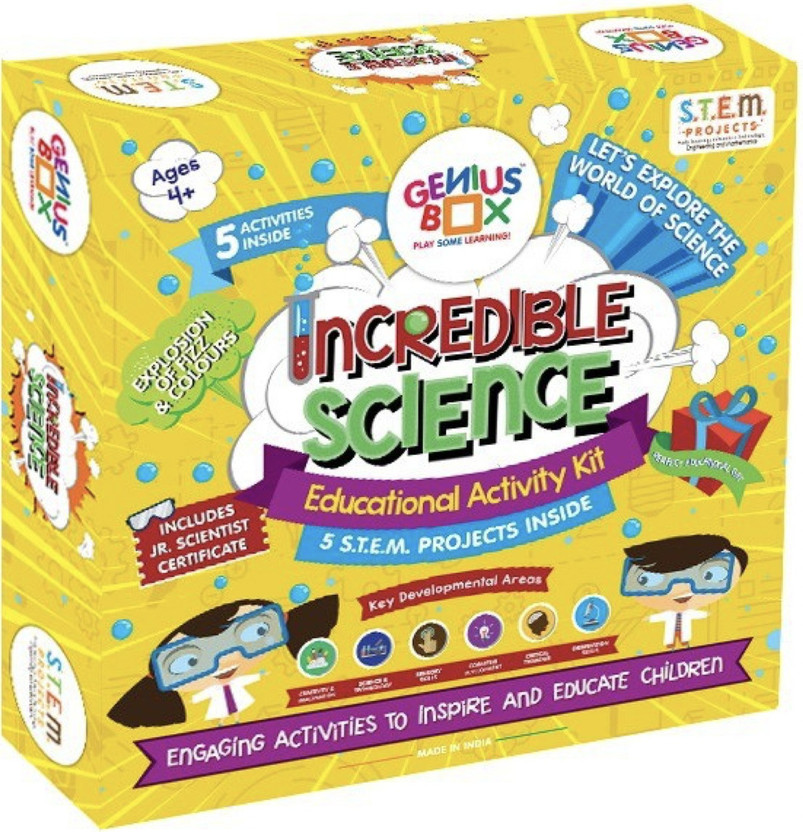 Genius Genius Box Incredible Science Activity Kit for 4+ Year Age : DIY Kit, Educational Toy, Educational Kit, STEM Toy, Science Experiment, Learning Kit(Multicolor) - Flipkart Deal