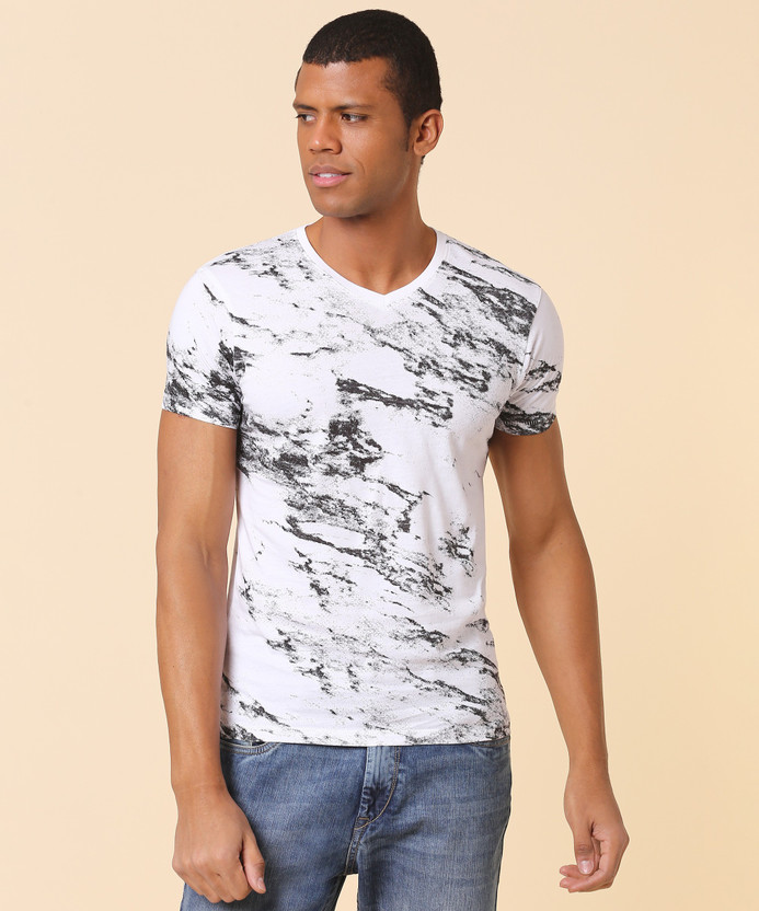 Pepe Jeans Printed Men V Neck White T 