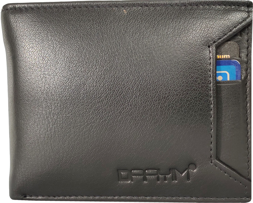 DAAYIM Men Casual Black Genuine Leather Wallet(8 Card Slots)