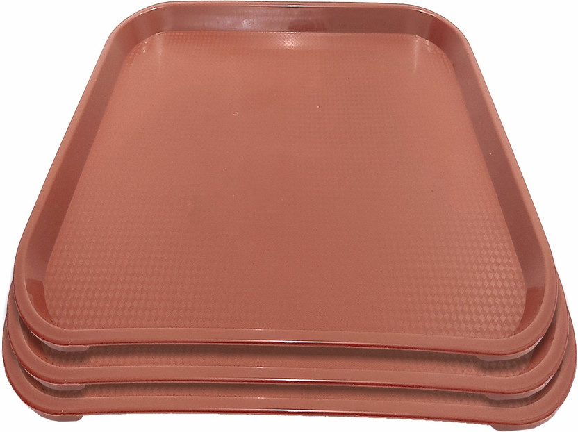 Smartslide 12”x16” Plastic Cafeteria Brown Pack of 3/Fast Food Tray, Platter, Serving Tray Tray(Pack of 3)