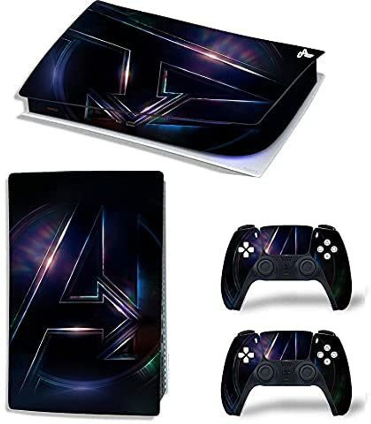 Skinny PS5 Skin Avengers Logo for PlayStation 5 Disc Edition 1x Console Skin, 2x Dualsense Controller Skin  Gaming Accessory Kit(Blue, For PS5)