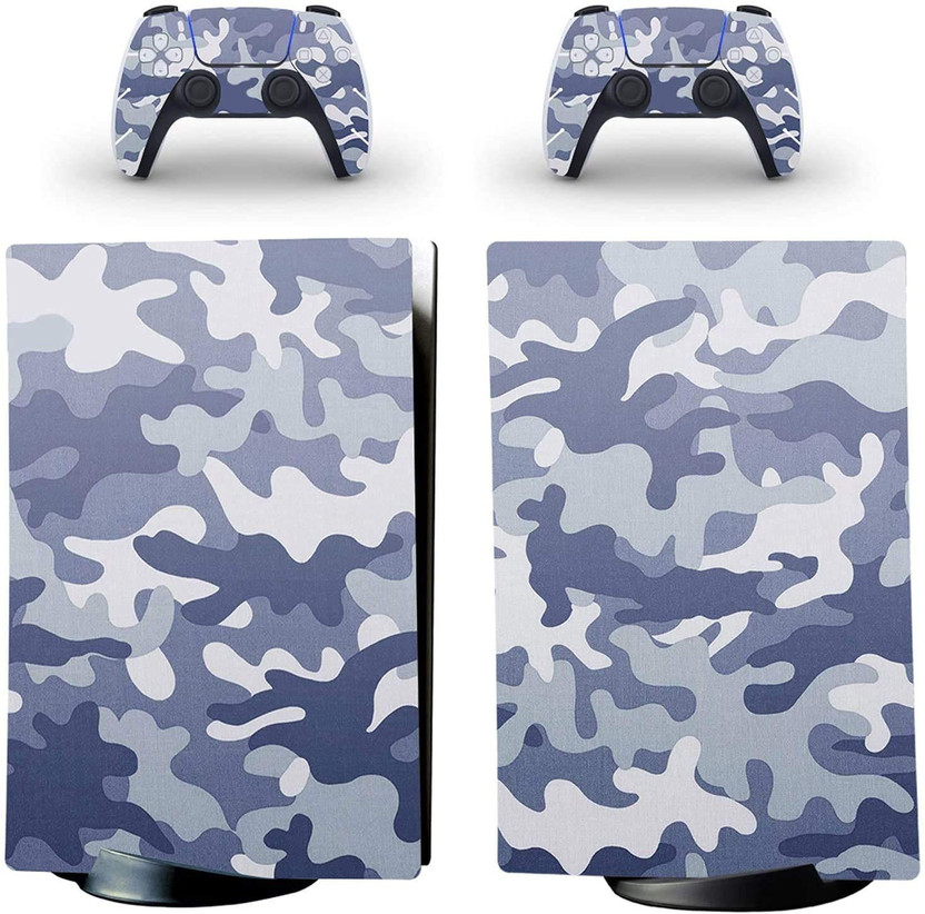 Skinny PS5 Skin Blue Camouflage for PlayStation 5 Disc Edition 1x Console Skin, 2x Dualsense Controller Skin  Gaming Accessory Kit(Blue, For PS5)