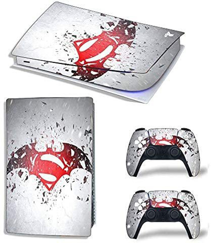 Skinny PS5 Skin Batman Vs Superman for PlayStation 5 Disc Edition 1x Console Skin, 2x Dualsense Controller Skin  Gaming Accessory Kit(Red, For PS5)
