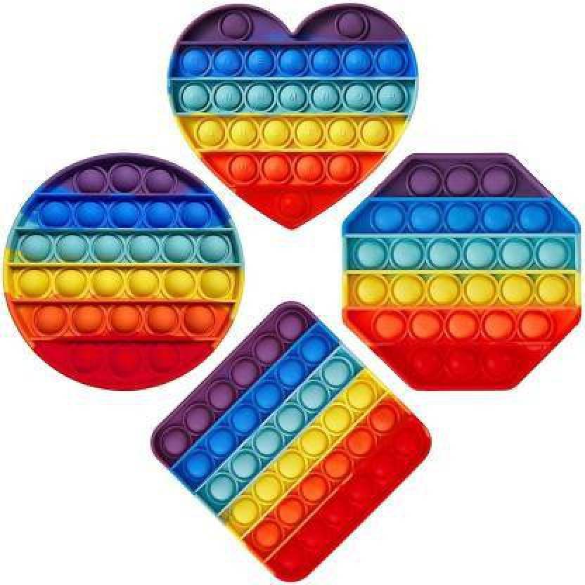 Jakas Mart 4 Pack Rainbow Pop IT Fidget Toys, Poppet Its Push Pop ...