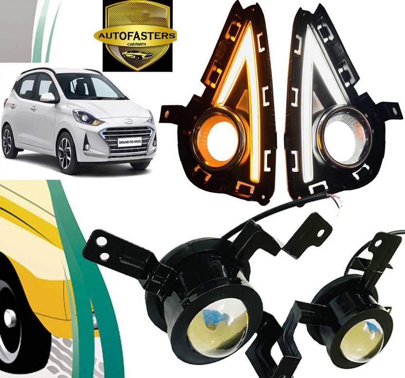 Autofasters Car Led Day Running Light With Projector Fog Light For Hyundai Grand i10 Nios Car