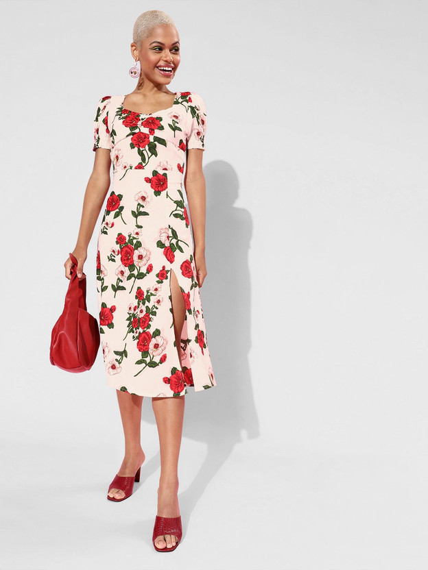 berry fit and flare dress