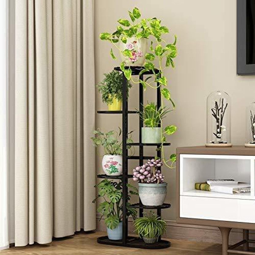 EzzuCrafts 7 POT STYLISH PLANTER STAND FOR INDOOR OUTDOOR BALCONY (WITHOUT POT) Plant Container Set(Metal)
