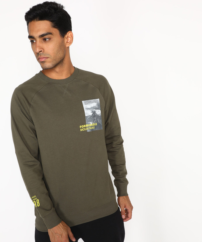 Sleeve Solid Men Sweatshirt 