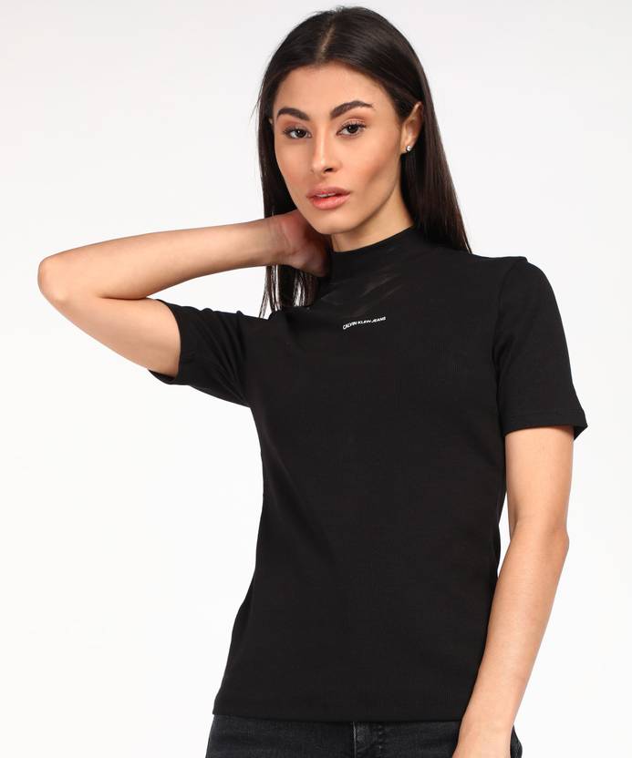 Calvin Klein Jeans Solid Women High Neck Black T-Shirt - Buy Calvin Klein Jeans Solid Women High Neck Black T-Shirt Online at Best Prices in India | Calvin Klein Jeans Solid Women High Neck Black T-Shirt - Buy Calvin Klein Jeans Solid Women High Neck Black T-Shirt Online at Best Prices in India |