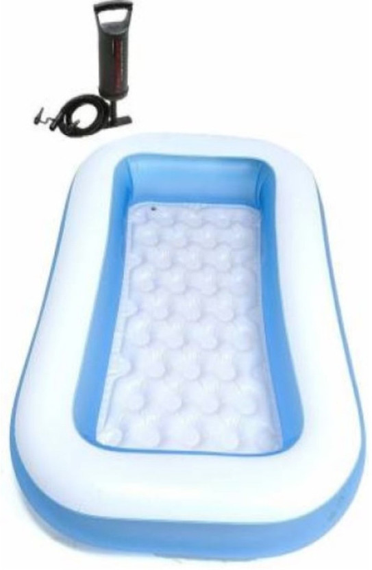 YOUNG STAR PREMIUM (USA*TECH* 26) BIG 5.5 FEET SIZE RECTANGULAR WATER BATH SWIMMING POOL FOR KIDS AND ADULTS . BEST SELLER ,PEOPLE CHOICE 5.5 FEET WATER SWIMMING POOL FOR ALL AGE GROUP. 5.5ft Rectangular Shape Inflatable Swimming Pool with Double Quick Hand Air Pump with 3 Nozzles for Beds Inflatabl