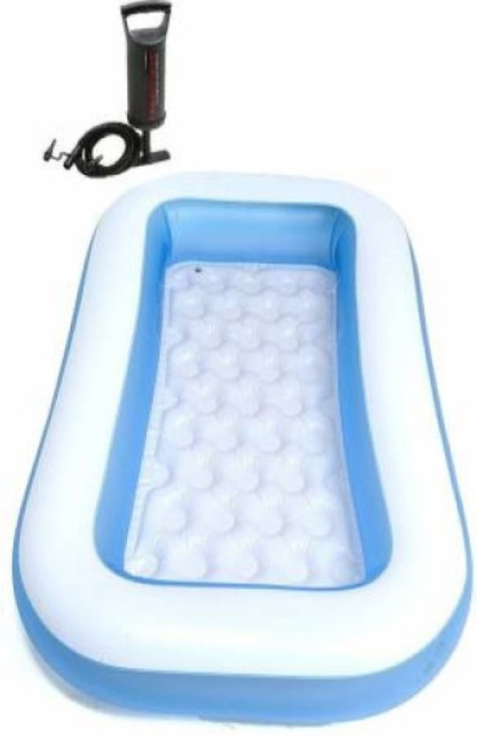 YOUNG STAR PREMIUM (USA*TECH* 51) BIG 5.5 FEET SIZE RECTANGULAR WATER BATH SWIMMING POOL FOR KIDS AND ADULTS . BEST SELLER ,PEOPLE CHOICE 5.5 FEET WATER SWIMMING POOL FOR ALL AGE GROUP. 5.5ft Rectangular Shape Inflatable Swimming Pool with Double Quick Hand Air Pump with 3 Nozzles for Beds Inflatabl