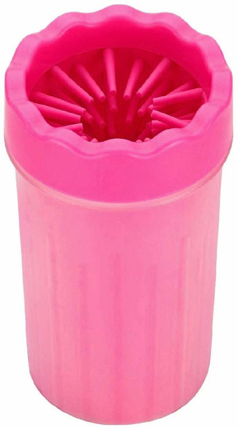 Jainsons Pet Products Premium Portable Dog Paw Cleaner Foot Washing Cup with Silicone Bristles Quickly Scrub and Wash Muddy Dirty Paws and Feet (Medium, Pink) Grooming Gloves for Dog, Cat(Pink, Medium)