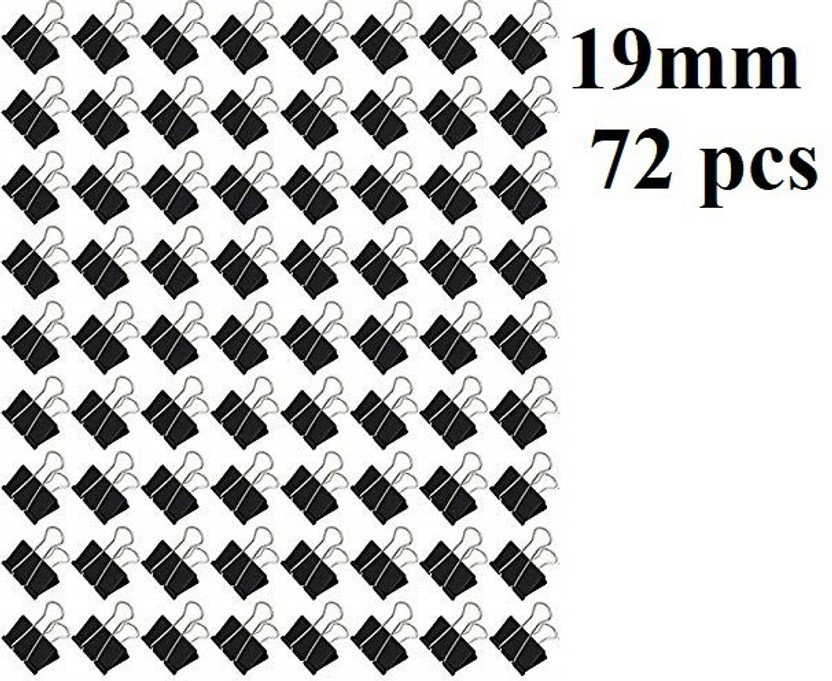 True-Ally Premium Quality Small 19 mm Size Paper Binder Clip clamp for Office, Home, School, Institutions Pack of 72 Clips, Capacity 45 Pages 19 mm Steel Binder Clips(Set of 72, Black)