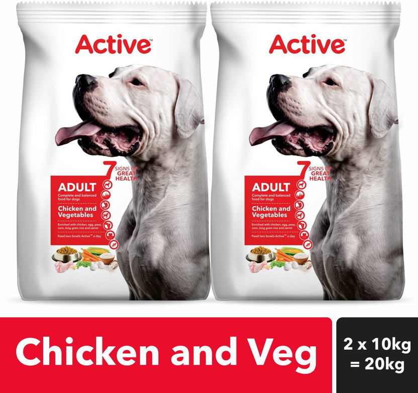 Active Chicken and Vegetable 20 kg (2x10 kg) Dry Adult Dog Food