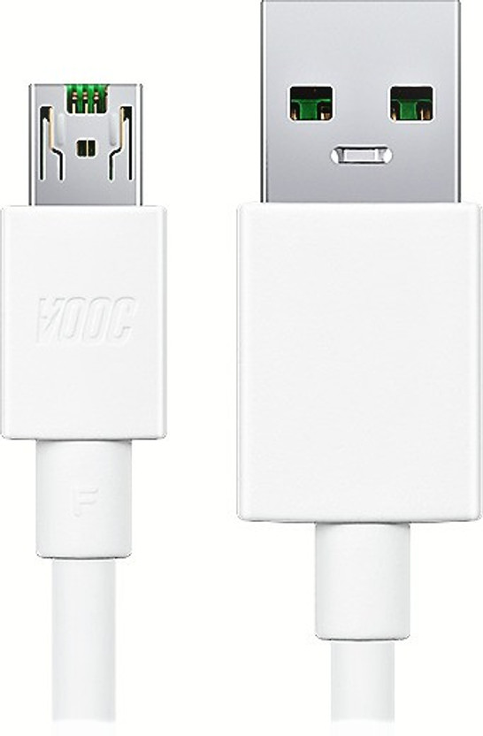 SANNO WORLD Micro USB Cable 4 A 0.99 m ORIGINAL 20W VOOC CHARGER CABLE MICRO USB 5V/4A(Compatible with Oppo F9 Pro, R7, R9 F11 Pro, Realme 3 Pro, White, One Cable, NA)