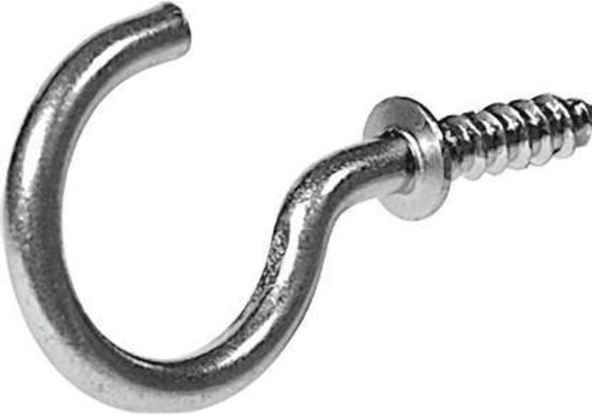 eHKay eHKay 1 Inch Nickel Finish Steel Cup Hook Holder, Open Sheep Eye Ring Hook, DIY Self-Tapping Screw, Ceiling Hooks, Pack of 50 Pcs Hook 50(Pack of 50) - Flipkart Deal