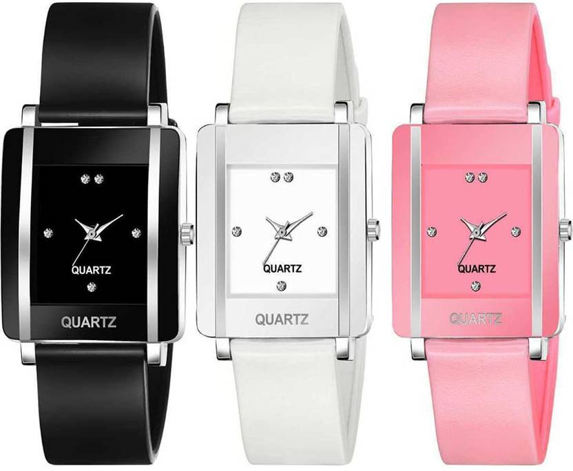 MIVAAN Analog Watch  – For Girls Black-White-Pink Combo-3 Analog Watch