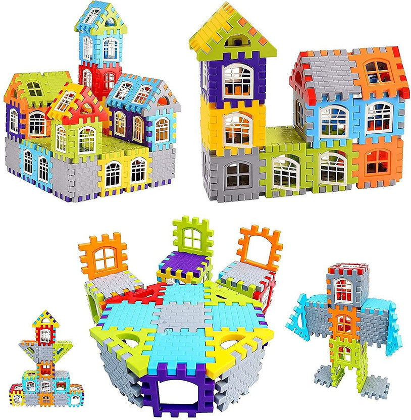 AEXONIZ TOYS Non-Toxic Home House Building Blocks Toy Game Set for 3-8 Years Old Kids Boys & Girls,Multicolor,72 Piece(Multicolor)