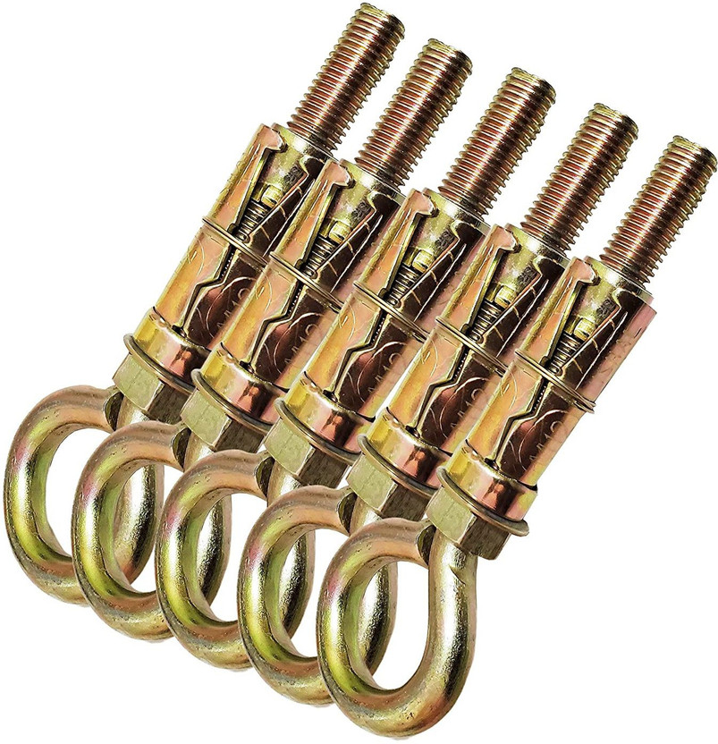 Goldstores Nut & Bolt Set Fasteners Round Close Hook, 12 mm, 5 Pieces(Iron)