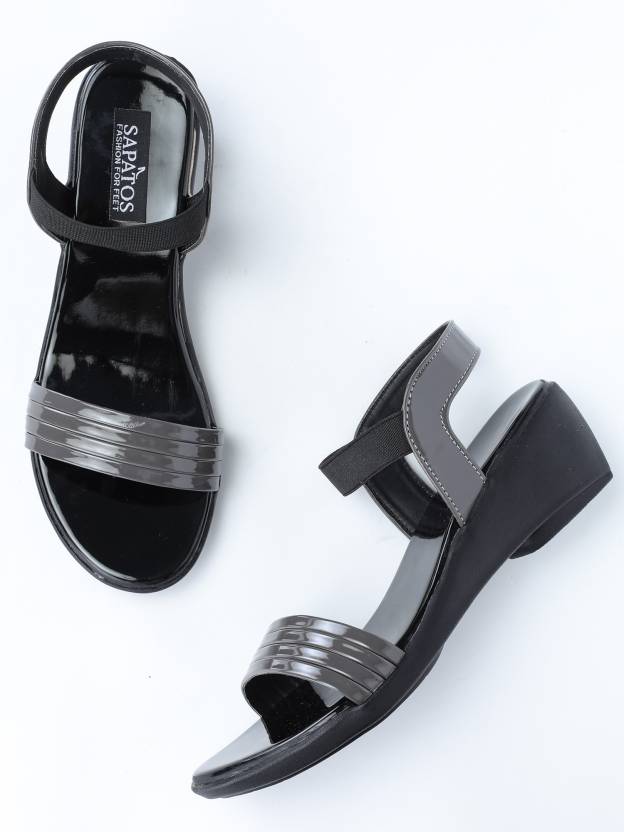 SAPATOS Women Black, Grey Wedges - Buy SAPATOS Women Black, Wedges Online at Best Price - Online for Footwears in | Flipkart.com