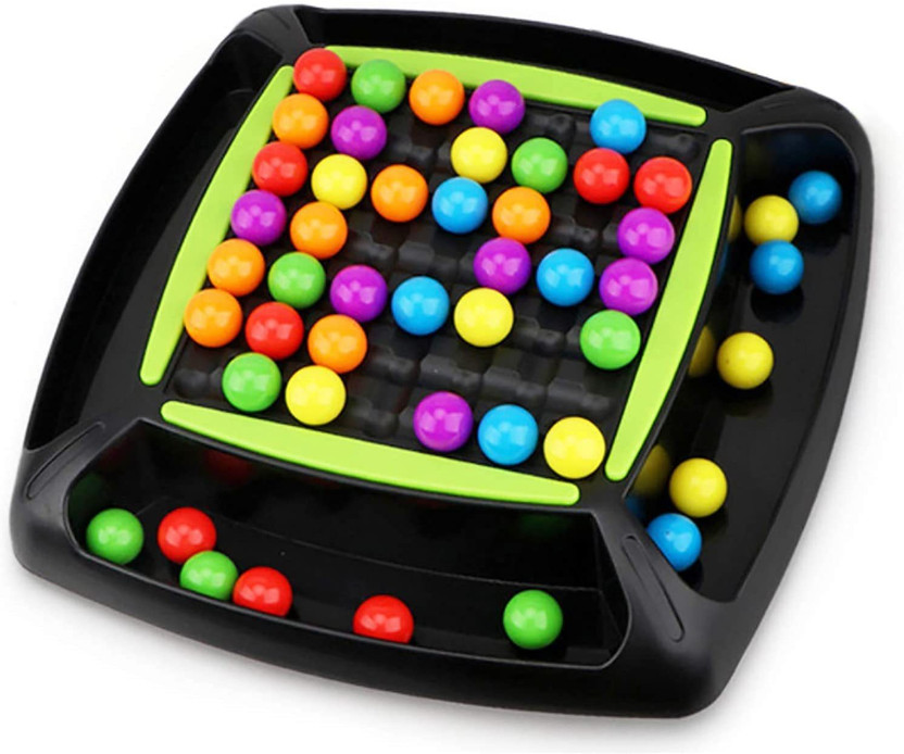 Toyzzilla Rainbow Chess Ball Elimination Game (2-4 Player)Game Board, 48 Colorful Balls Educational Board Games