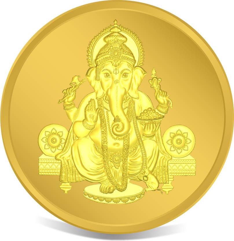 [For ICICI Bank Credit Cards] LORDS JEWELS Ganesh Ji 24 (999) K 1 Gram Yellow Precious Gold Coin 24 (999) K 1 g Gold Coin
