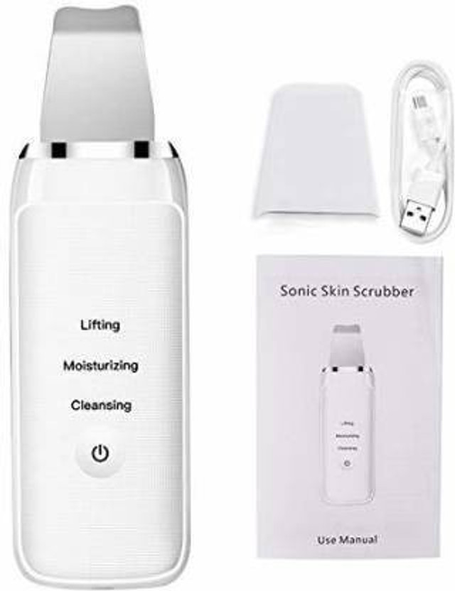 vihan marketing loin skin pen 3-in-1 Facial Ultrasonic Skin Scrubber Spatula (Blemish & Blackhead Removal Tools) Skin Tightening for Facial Lifting Treatment White Massager (White) Massager(White)