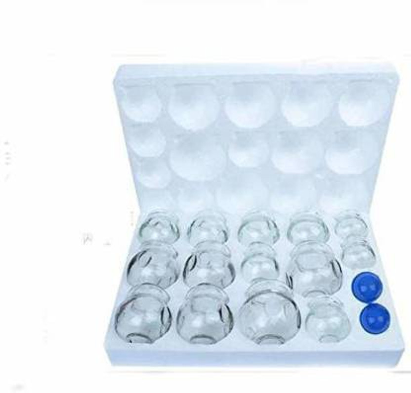 vihan marketing 88 medical vacuum glass fire cupping therapy set of 16 pc Massager(TRANSPARENT)