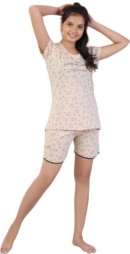 NIREKH FASHION STUDIO Women Printed Beige Top & Shorts Set Price in India -  Buy NIREKH FASHION STUDIO Women Printed Beige Top & Shorts Set at   Top & Shorts Set