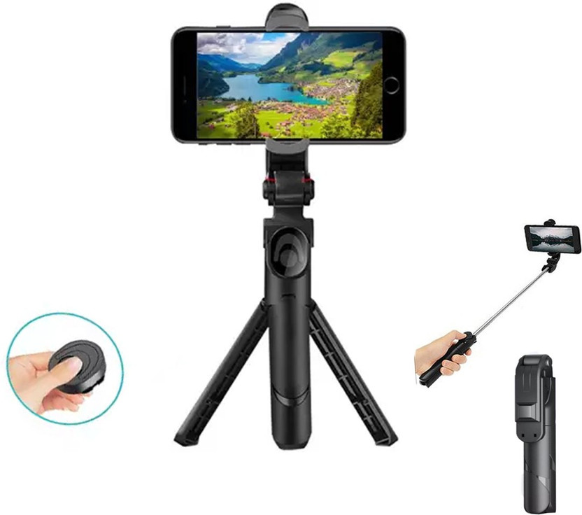 Wrapadore 3in1 Selfie Stick multi-function Wireless Bluetooth XT-01 , XT-02 Selfie Stick with Remote Shutter 360 Rotate Extendable Handheld Foldable Mini Tripod Stand Foldable, selfie stick, tripod, bluetooth shutter for Smartphones Professional Remote Control Selfie Stick Monopod Kit, 3 Axis Gimbal