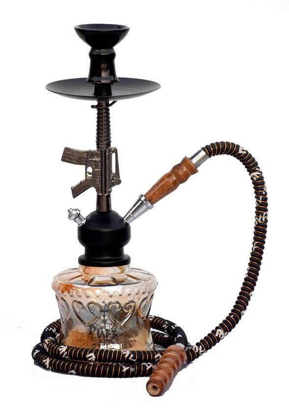PUFF KING Hookah Pot Gun Design Decorative Glass Hookah for Flavour