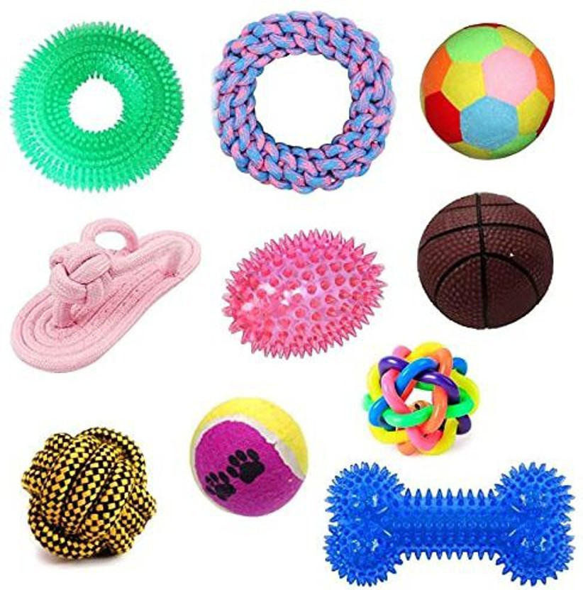 Pet Guard Rattle Ball + Tennis Ball + Odd Dumbbell + Rugby with Bell Rubber Rubber Chew Toy For Dog