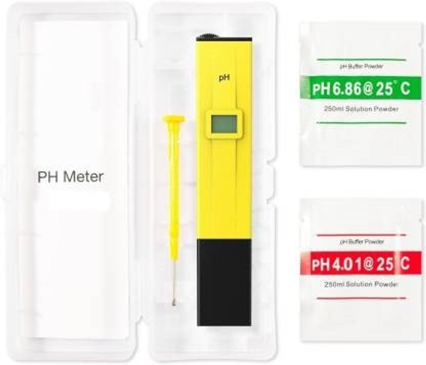 DRMS STORE High Accuracy Digital Ph Meter Hydroponic Water Quality Testing Equipment Portable Pocket Handheld Pen Type PH Meter with Buffer Powder Calibration Solution + ATC + Care Box Digital Digital TDS Meter