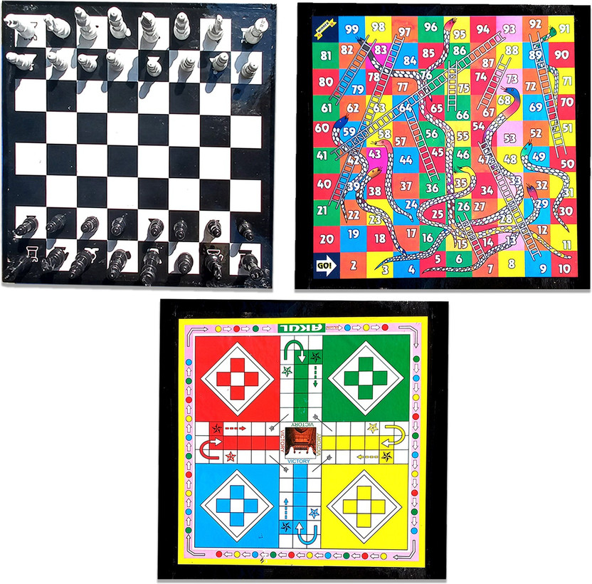 shri shyam traders super combo pack of ludo +chess +snakes and ledders 15 cm Chess Board(Multicolor)