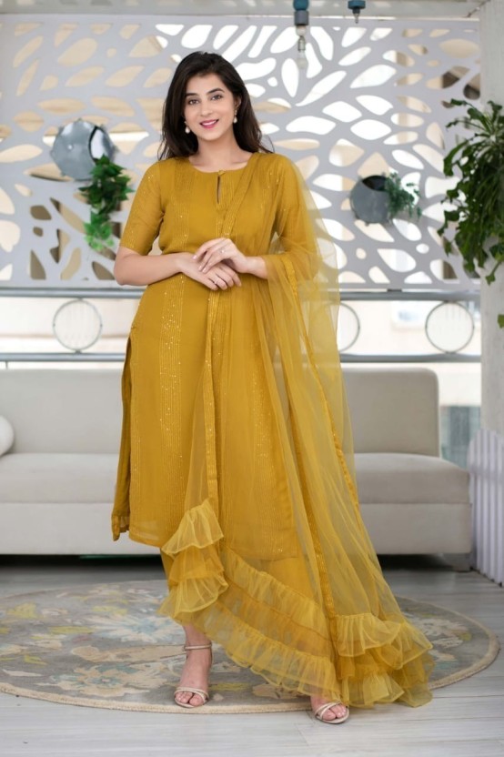 yellow salwar suit flipkart