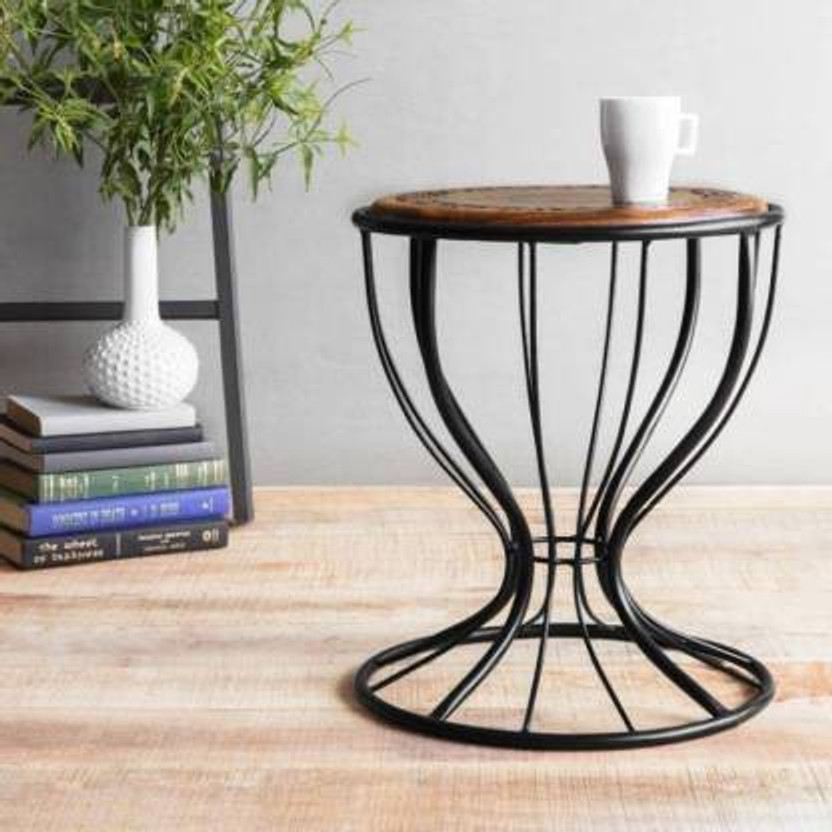 KHANSHOPEE Wooden stool, Iron stool, comfortable stool, siting table, adjust table, living room , bed room, out door, indoor, garden siting table, home decor stool wheel & wooden & iron Living & Bedroom Stool(Black, Brown, Pre-assembled)