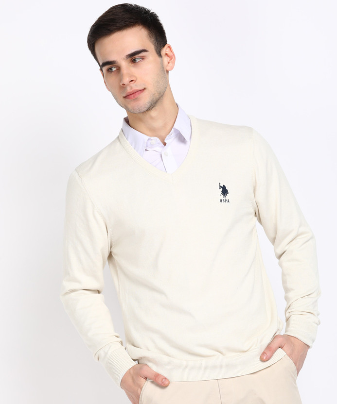 U.S. POLO ASSN. Solid V Neck Casual Men 