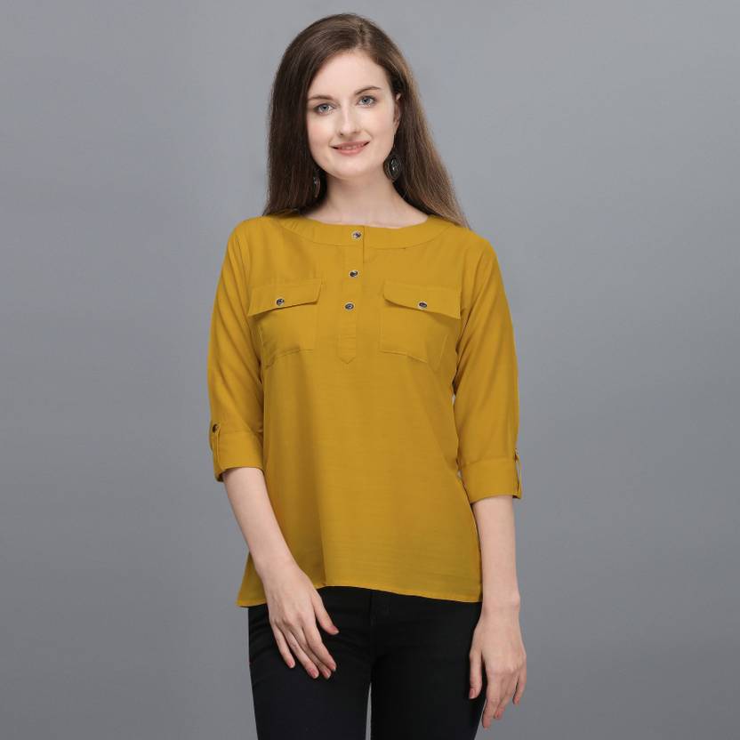 Casual Solid Women Yellow Top Price in India Buy Casual Solid Women Yellow Top online at