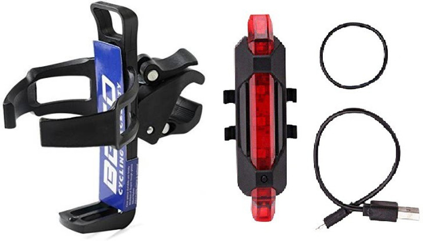 NKSA WATER BOTTLE CAGE AND LIGHT COMBO Bicycle Bottle Holder