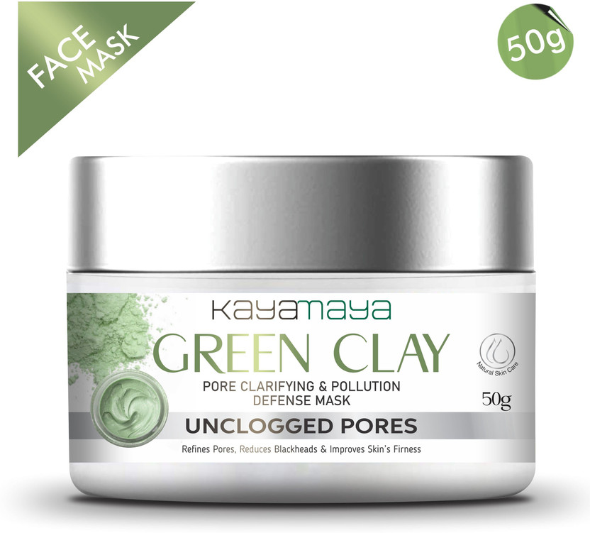 Kayamaya Kayamaya Green Clay Mask Pore Clarifying and Pollution Defense Mask With Green Tea, Hyaluronic Acid, Jojoba Seed Oil & Lemongrass Oil, Clay Face Mask - No Parabens(50 g) - Flipkart Deal