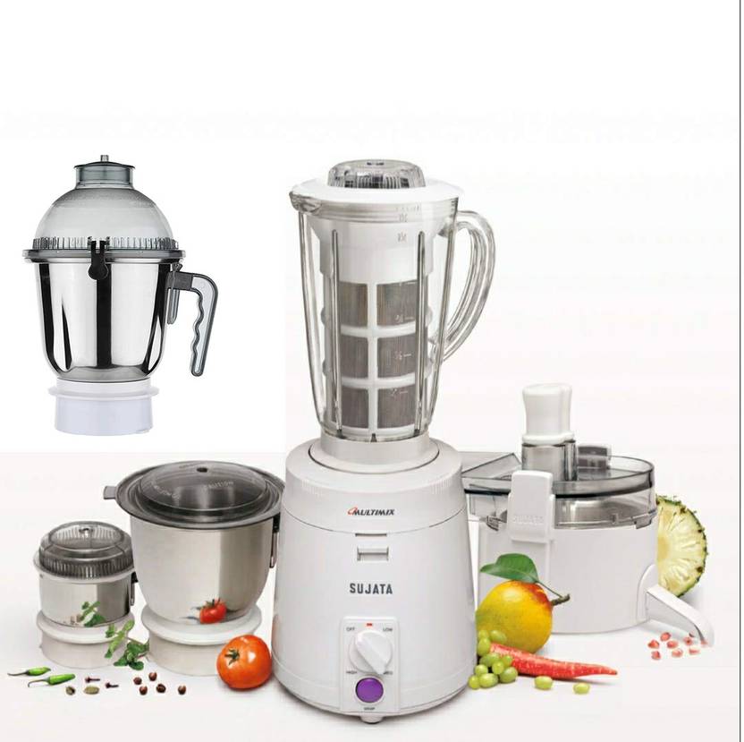 SUJATA MULTIMIX With DOOM Jar 900 Juicer Mixer Grinder (5 Jars, White