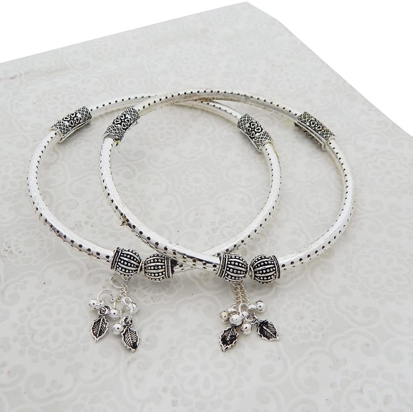 modern silver kada anklet