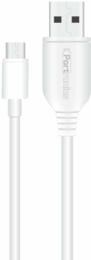 Portronics Micro USB Cable 1 m Konnect B(Compatible with Mobile, Computer, White, USB Type A To Lightning)