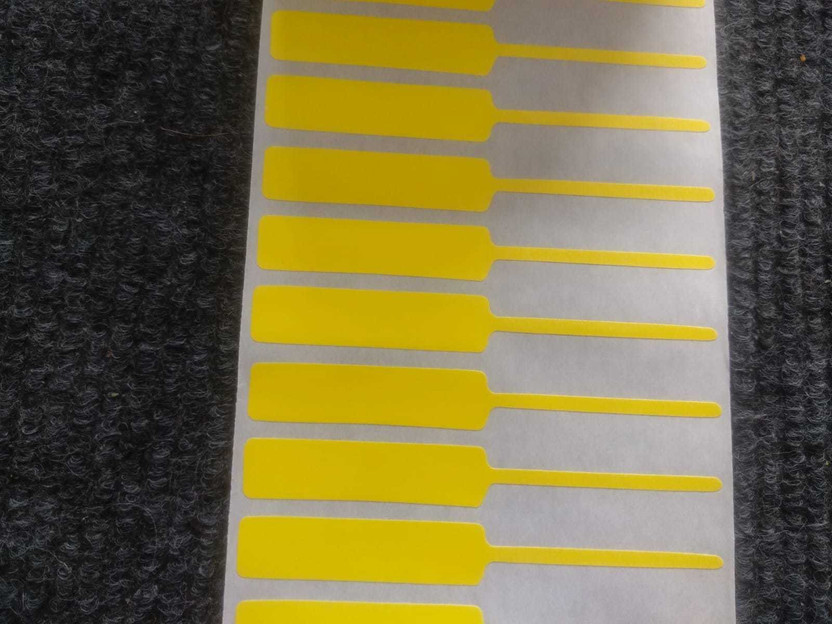Solitaire 90mmX11mm (45 mm Printable) jewellery and Optical Yellow Color Barcode Labels,tags, Full Gumming, 3000 pieces (Pack of 1 Roll), Non Tearable, Glossy self adhesive Paper Label(Yellow)