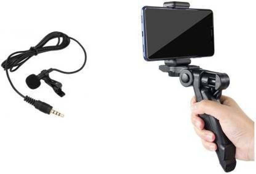 Designbase Mini Photography Tripod with Microphone for Vlogging Youtube Voice & Video Tripod Kit(Vlog Tripod withMic, Supports Up to 1500 g)