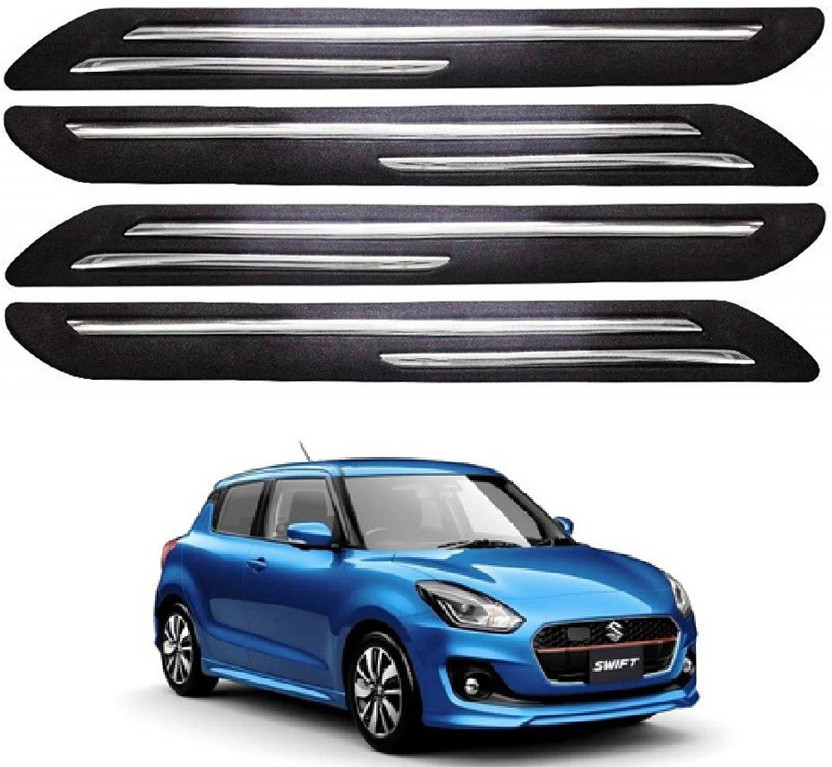 Elegance Stainless Steel, Plastic Car Bumper Guard(Black, Silver, Pack of 4 Bumper Guard, Maruti, Swift)