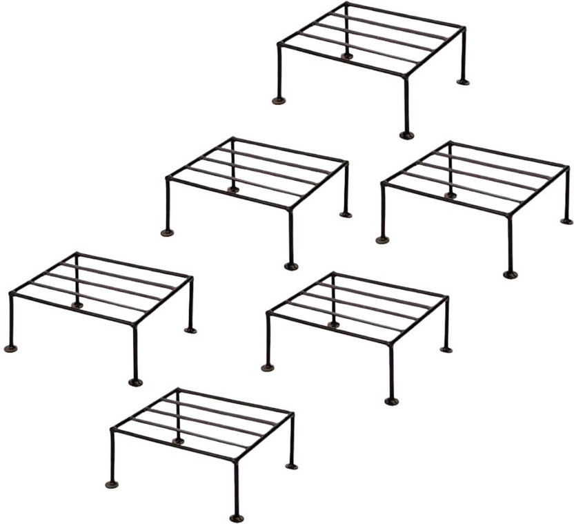 Hs Retail Indoor & Outdoor Iron Planter Stand/Flower Shelf Display Rack Holder for Garden/Balcony/Flower Pot Stand for Corner Display/Window Planted Stand (9.5"x9"x4.5", Set of 6,Black) Plant Container Set(Pack of 6, Metal)