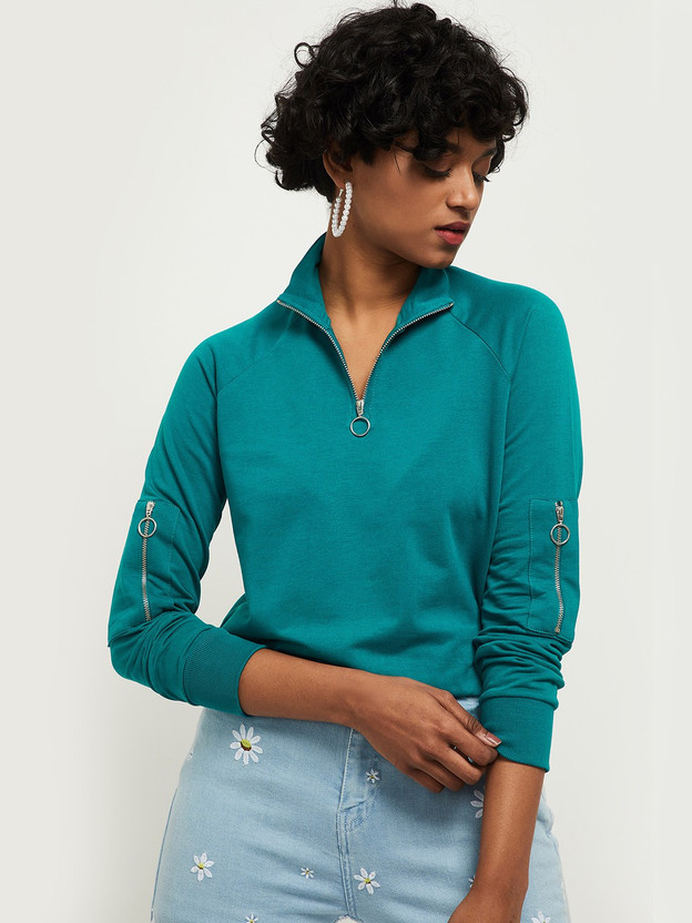 MAX Full Sleeve Solid Women Sweatshirt 