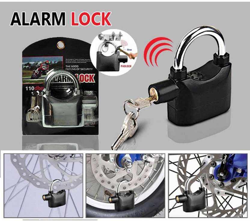 YUKI Anti-theft Security Padlock Waterproof Siren Alarm Safety Lock AL-37 Lock(Black)